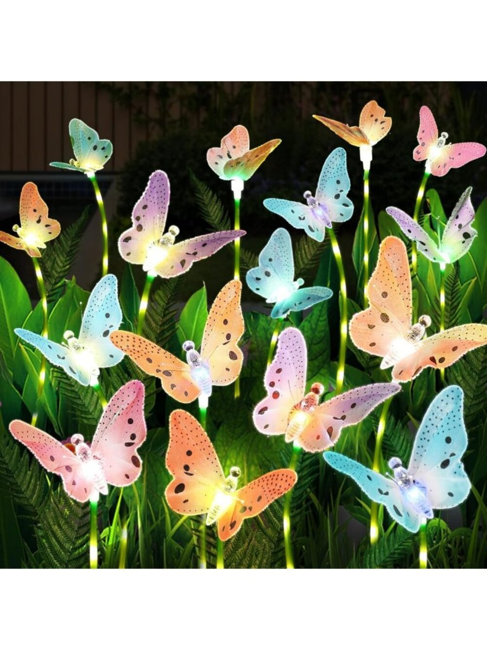 4 Pack Waterproof Solar Garden Lights with Color Changing Butterfly Decor